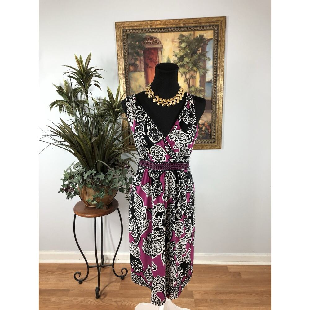Apt. 9 Women’s Sleeveless Dress Size XL Surplice V-neck Smocked Back Bohemian